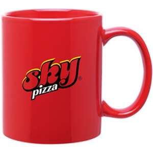 Custom Promotional 11 oz C-Handle Mug - Glossy Red/Orange