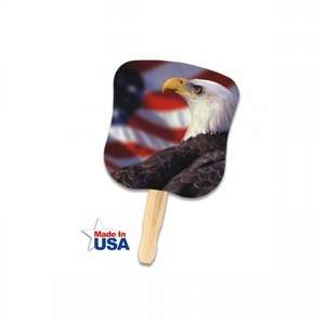 Custom Promotional Bald Eagle/US Flag Stock Design Hand Fan