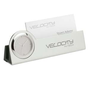 Custom Promotional Struttura III - Business Card Holder & Clock