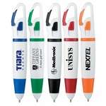 Logo Carabiner Clip Pens - Snap Pens White Barrel