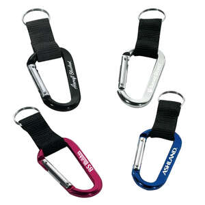 Custom Promotional 70mm Carabiner with Web Strap and Split Ring