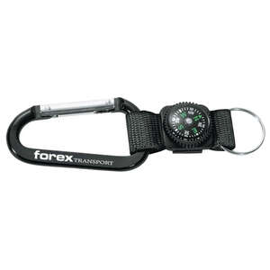 Custom Promotional 70mm Carabiner with Compass, Web Strap and Split Ring
