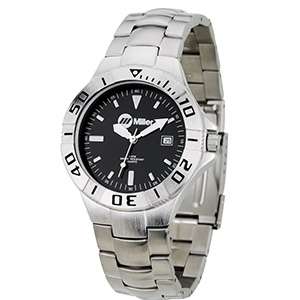 Custom Promotional Bracelet Styles - Gentleman's Wristwatch - Metal Strap; Black Face