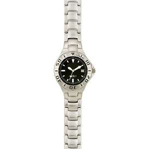 Custom Promotional Bracelet Styles - Ladies' Wristwatch - Steel Strap; Black Face