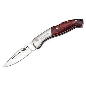Custom Promotional Lockback Steel & Wood Knife