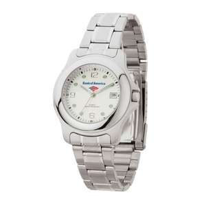 Custom Promotional Bracelet Styles - Gentlemen's Wristwatch - Metal Strap; Blue Face
