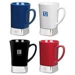 Logo Coffee Mugs - Square Bottom Ceramic Mug with Steel Base - 12oz.