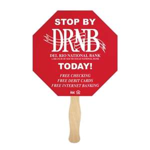 Custom Promotional Stop Sign Shaped Hand Fan with Wood Handle