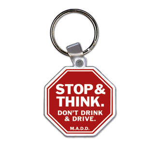 Custom Promotional Stop Sign Soft Plastic Custom Key Chain 2"