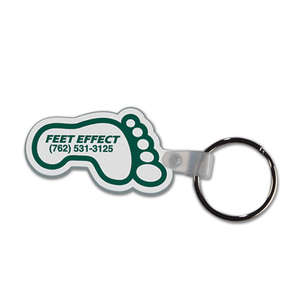 Custom Promotional Foot Print Soft Plastic Custom Key Chain 2-5/8"