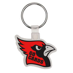 Custom Promotional Cardinal Head Soft Plastic Custom Key Chain 1-7/8"