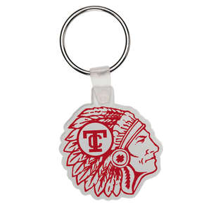 Custom Promotional Indian Chief Head Soft Plastic Custom Key Chain 1-7/8"