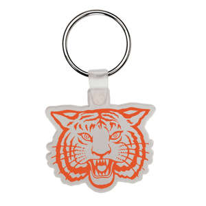 Custom Promotional Tiger Head Soft Plastic Custom Key Chain 1-7/8"