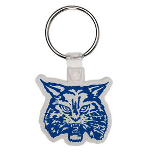 Custom Promotional Wildcat Head Soft Plastic Custom Key Chain 1-5/8"