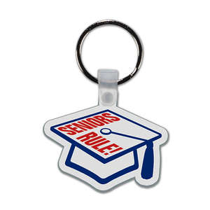 Custom Promotional Graduation Cap Soft Plastic Custom Key Chain 2-1/4"