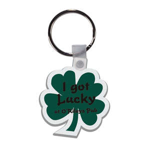 Custom Promotional Four Leaf Clover Soft Plastic Custom Key Chain 2"