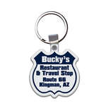 Promotional Stock Keychains - Route Sign Soft Plastic Custom Key Chain 2"
