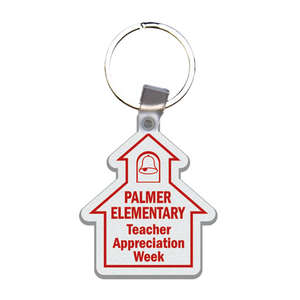 Custom Promotional School House Soft Plastic Custom Keychain 2"