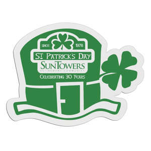 Custom Promotional St. Pattys Hat Badge 3-1/4"x2-1/2"