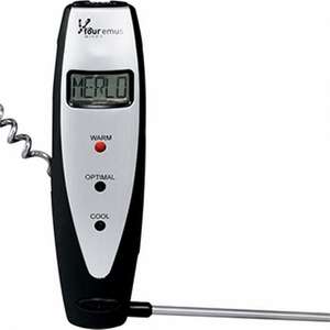 Custom Promotional Veneto Digital Wine Thermometer With Corkscrew - Black