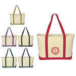 Large Heavy Cotton Canvas Boat Tote - Embroidered