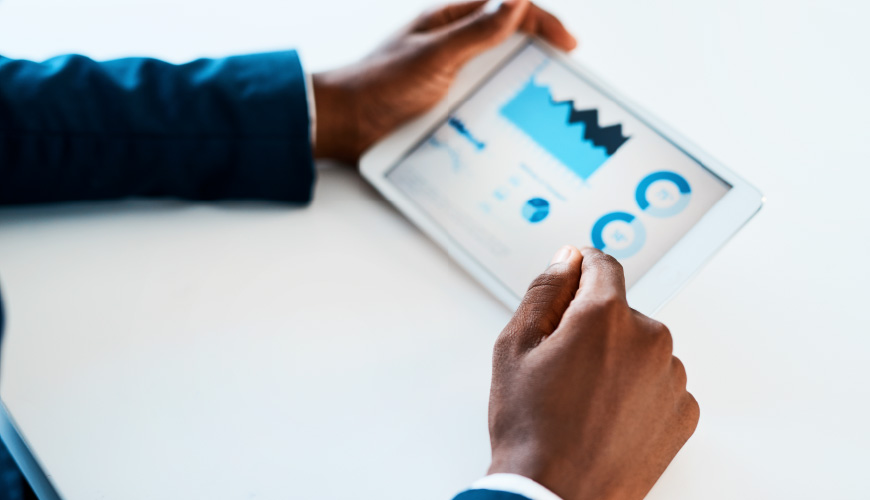 tablet showing financial data
