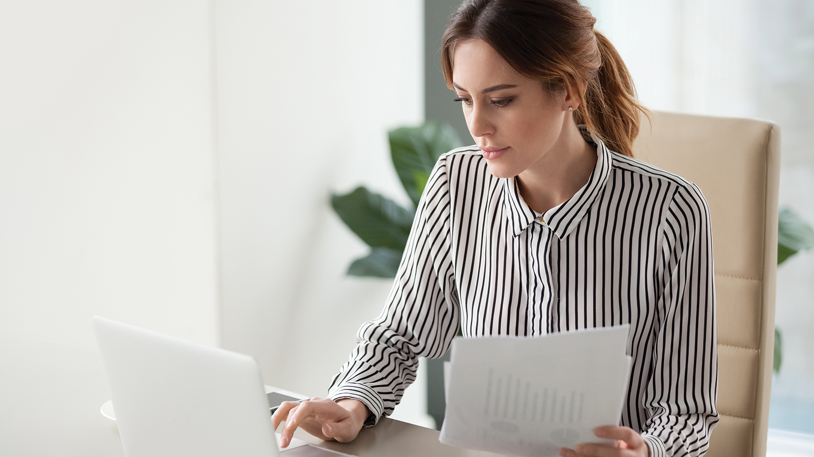 business woman working on laptop