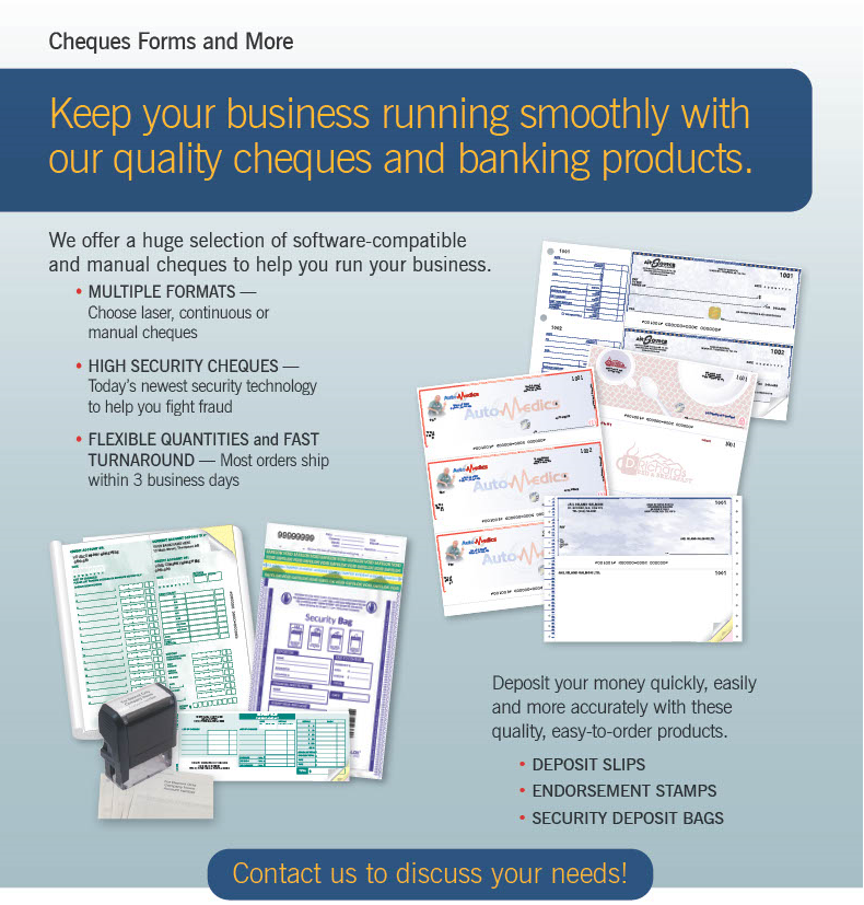 Cheques and cash management products