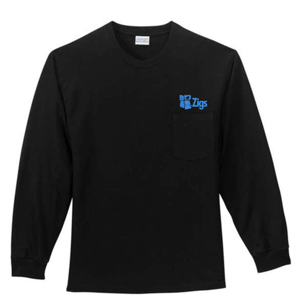 Custom Port and Company Dark Long Sleeve T-Shirt with Pocket