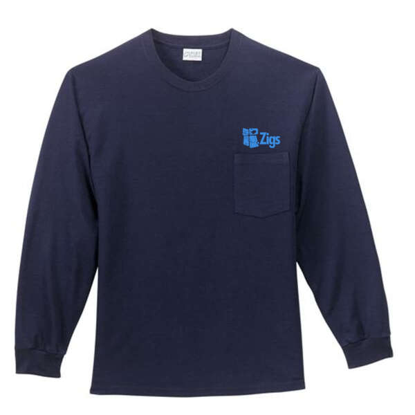 Custom Port and Company Dark Long Sleeve T-Shirt with Pocket