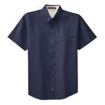Blue, Navy/Light Stone Port Authority Short Sleeve Easy Care Shirt - Dark/All Blue, Navy/Light Stone