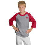 Sport-Tek Youth Colorblock Raglan Jersey - Heather Gray, Heathered/Red