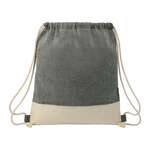 Split Recycled Cotton Drawstring Bag Natural/Black