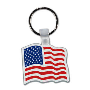 Stock Keychains - Flag Shaped Soft Plastic Key Chain 1-7/8