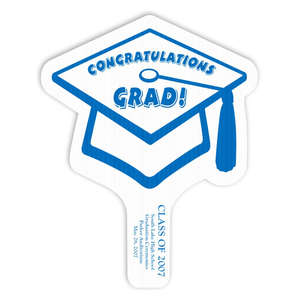 Plastic Hand Fans - Graduation Cap Plastic Hand Fan