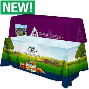 Custom Promotional 8ft All Over Dye Sub Table Cover- 3-sided