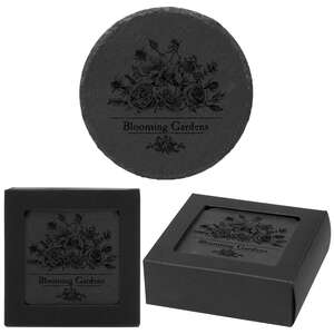 Custom Promotional Round Slate Coaster Set