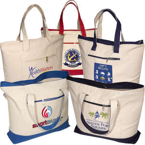 Tote Bags - Zippered Cotton Boat Tote