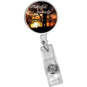 Lanyards and Badges - Round Badge Holder with Alligator Clip - Full Color Digital