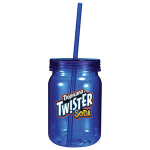 Wholesale  - 24 oz. Plastic Mason Jar, Full Color Digital