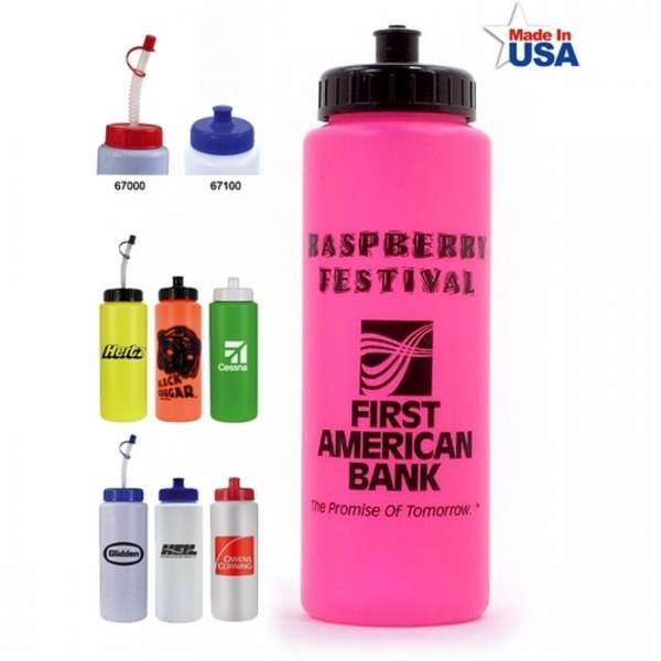 Sports Bottle with Push 'n' Pull Cap 32 oz. Deluxe