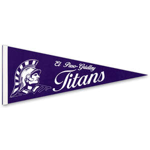 School and Spirit - 9 x 24 Colored Felt Pennant With 1 Sewn Strip