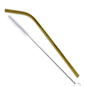 Kitchen Accessories - Bent Stainless Steel Straw - Gold and Copper