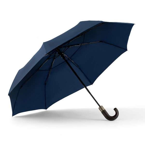 Curved Wood Handle Compact Umbrella Deluxe