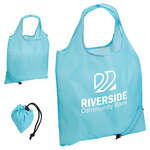 Blue, Aqua Folding Reusable Tote Bag Blue, Aqua