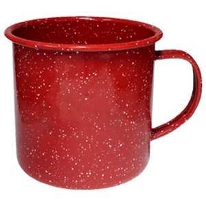 Coffee Mugs - 12 oz Enameled Steel Campfire Mugs - Red