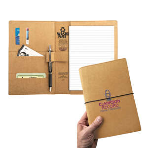Portfolios, Padfolios and Writing Pads - Storm Washable Kraft Paper Padfolio w/ Strap Closure