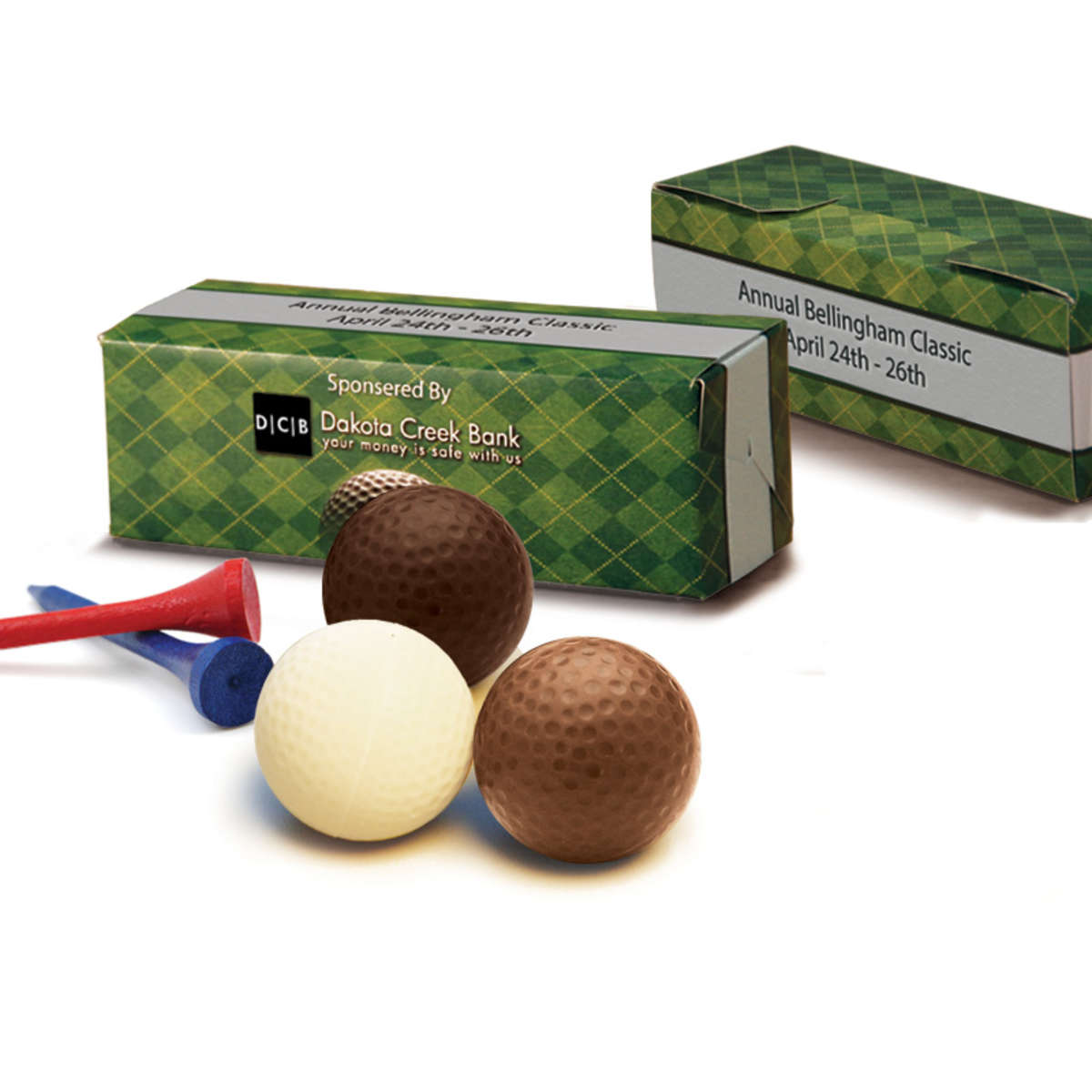 Custom Printed Golf Box with Chocolates Deluxe
