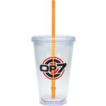 16 oz. Classic Carnival Cup - Clear Lid/Color Straw Translucent Orange