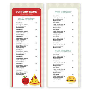 Menus - Fun Eats Menu 4-1/4x11 Rectangle Vertical